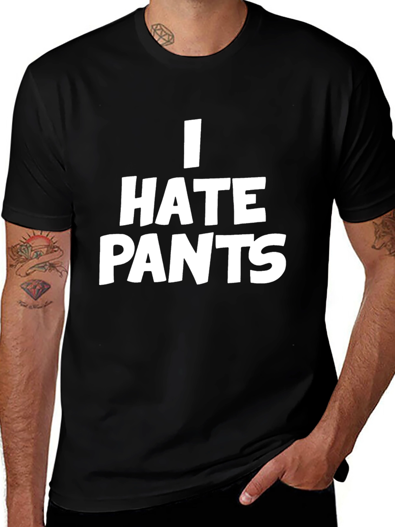I Hate Pants Graphic Tee - Black Casual T-Shirt