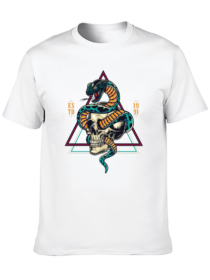 Skull and Snake Graphic Tee - Edgy Style