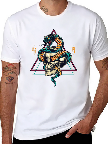 Skull and Snake Graphic Tee - Edgy Style