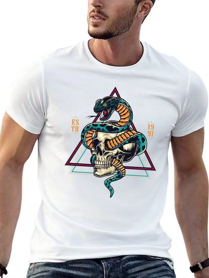 Skull and Snake Graphic Tee - Edgy Style