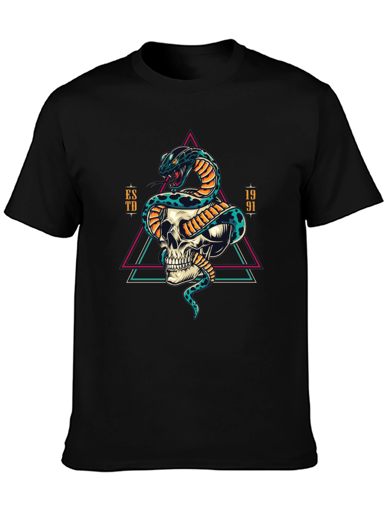 Skull and Snake Graphic Tee - Edgy Style