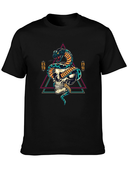 Skull and Snake Graphic Tee - Edgy Style