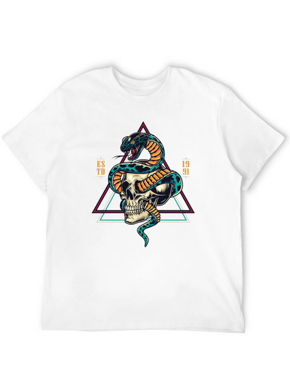 Skull and Snake Graphic Tee - Edgy Style