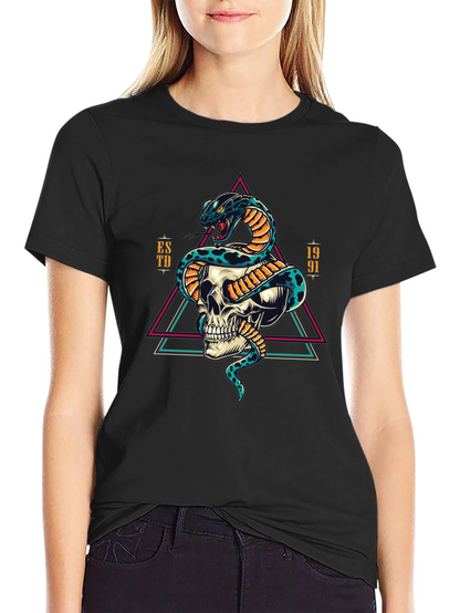 Skull and Snake Graphic Tee - Edgy Style