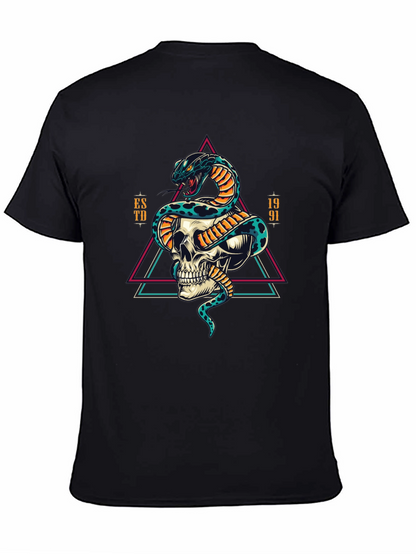 Skull and Snake Graphic Tee - Edgy Style