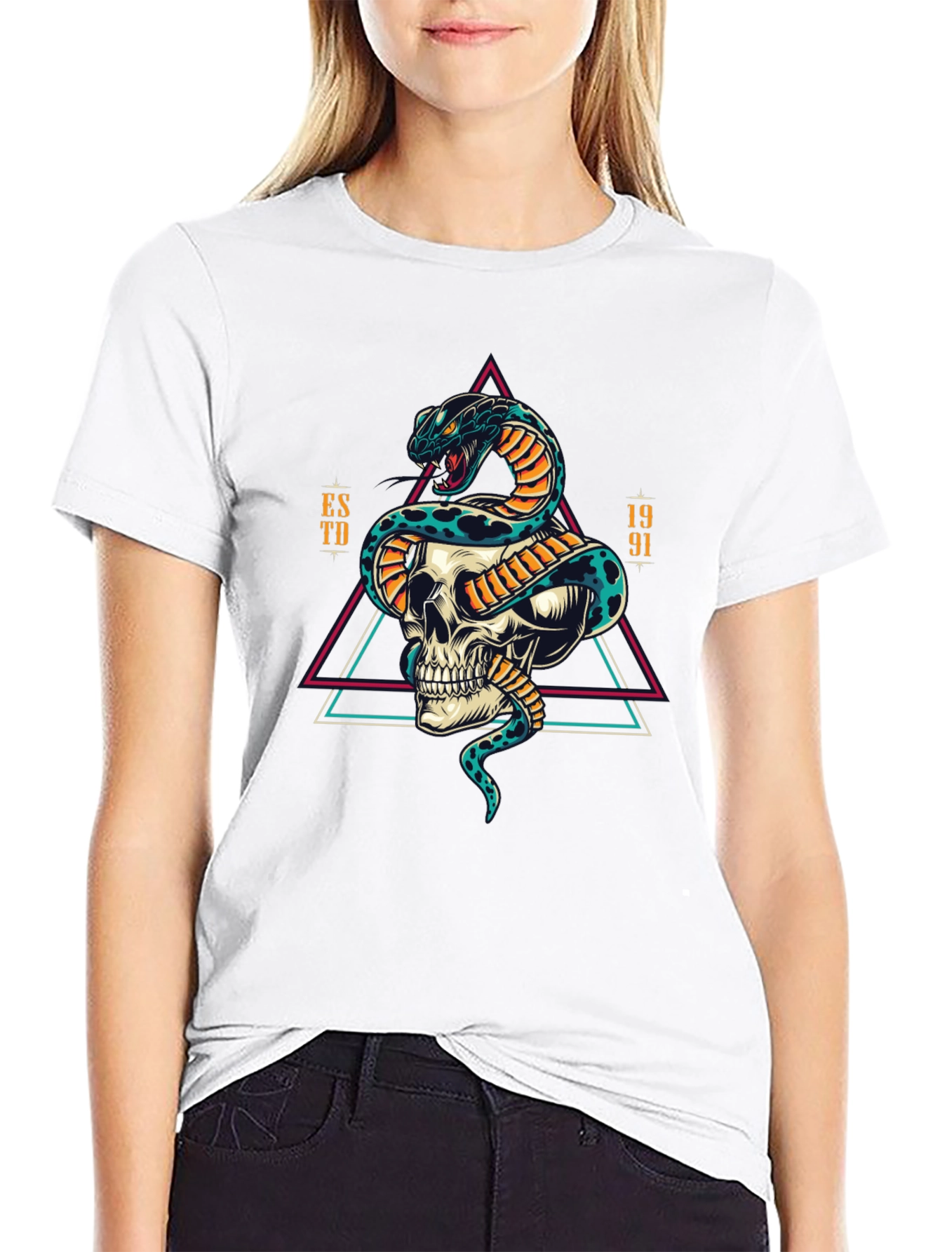 Skull and Snake Graphic Tee - Edgy Style