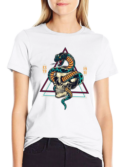 Skull and Snake Graphic Tee - Edgy Style