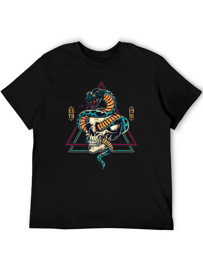 Skull and Snake Graphic Tee - Edgy Style