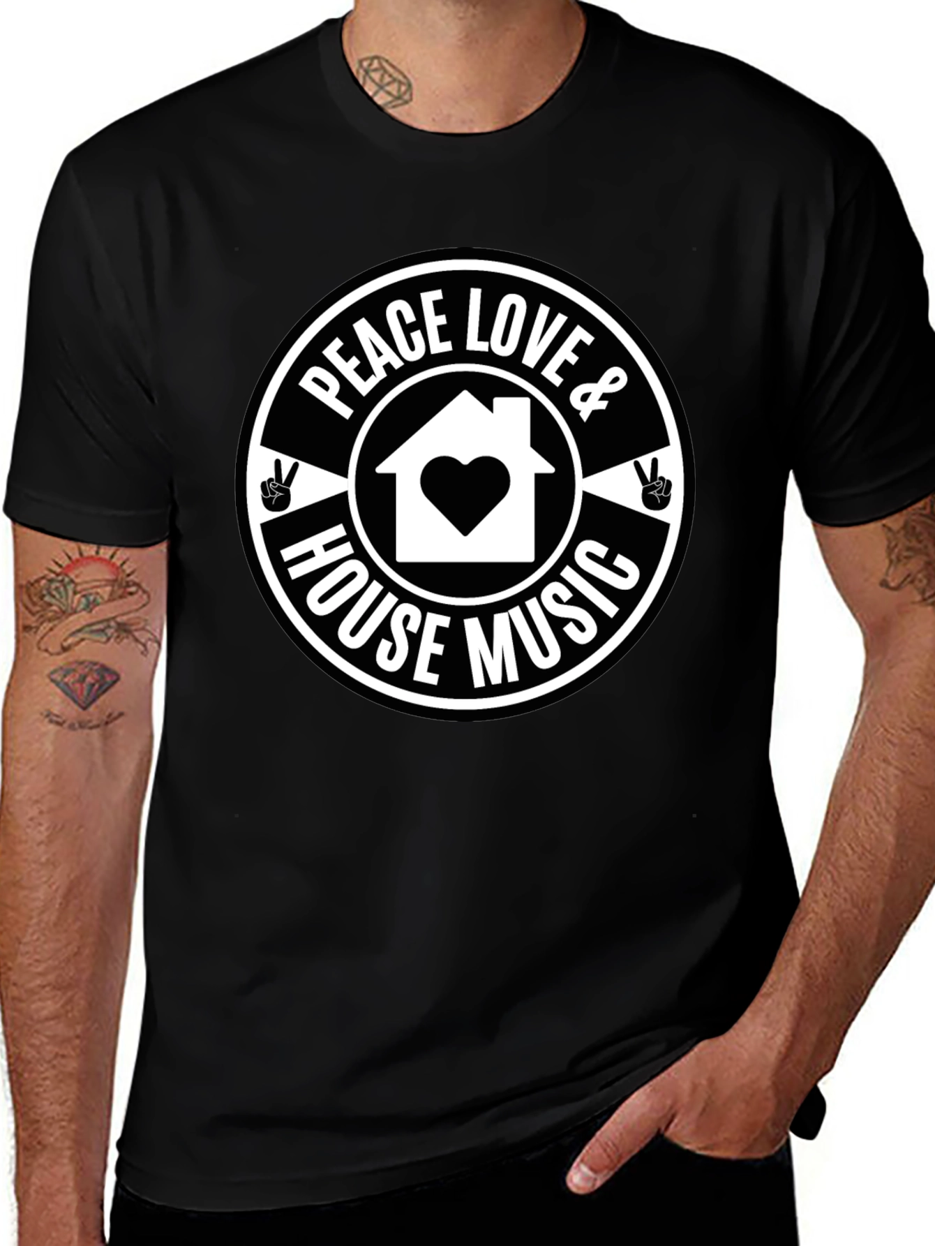 Peace Love & House Music Graphic T-Shirt