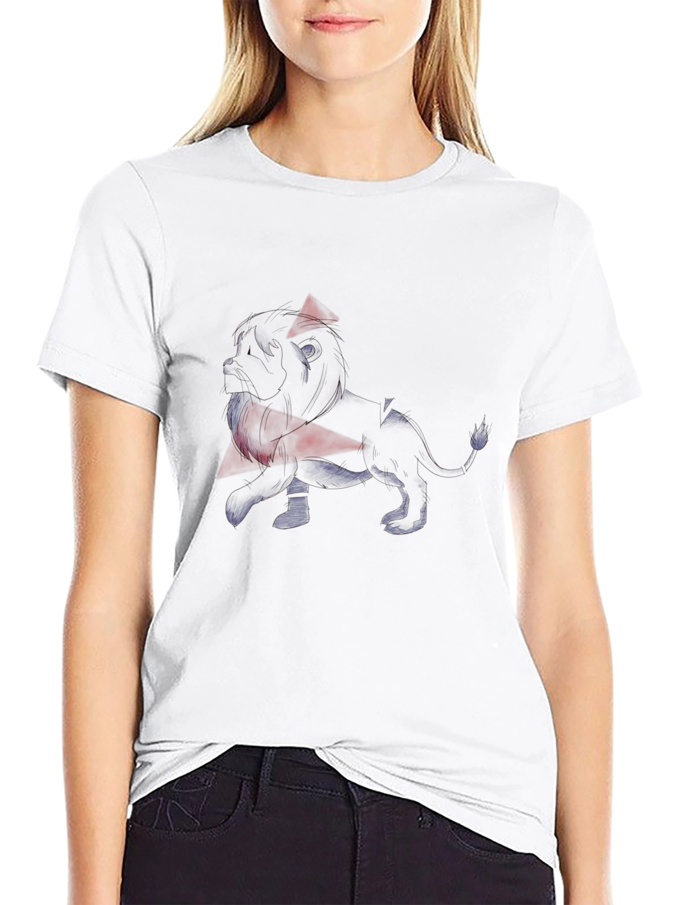 Mens Black Graphic Tee - Abstract Lion Design