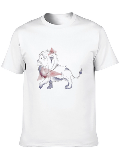 Mens Black Graphic Tee - Abstract Lion Design