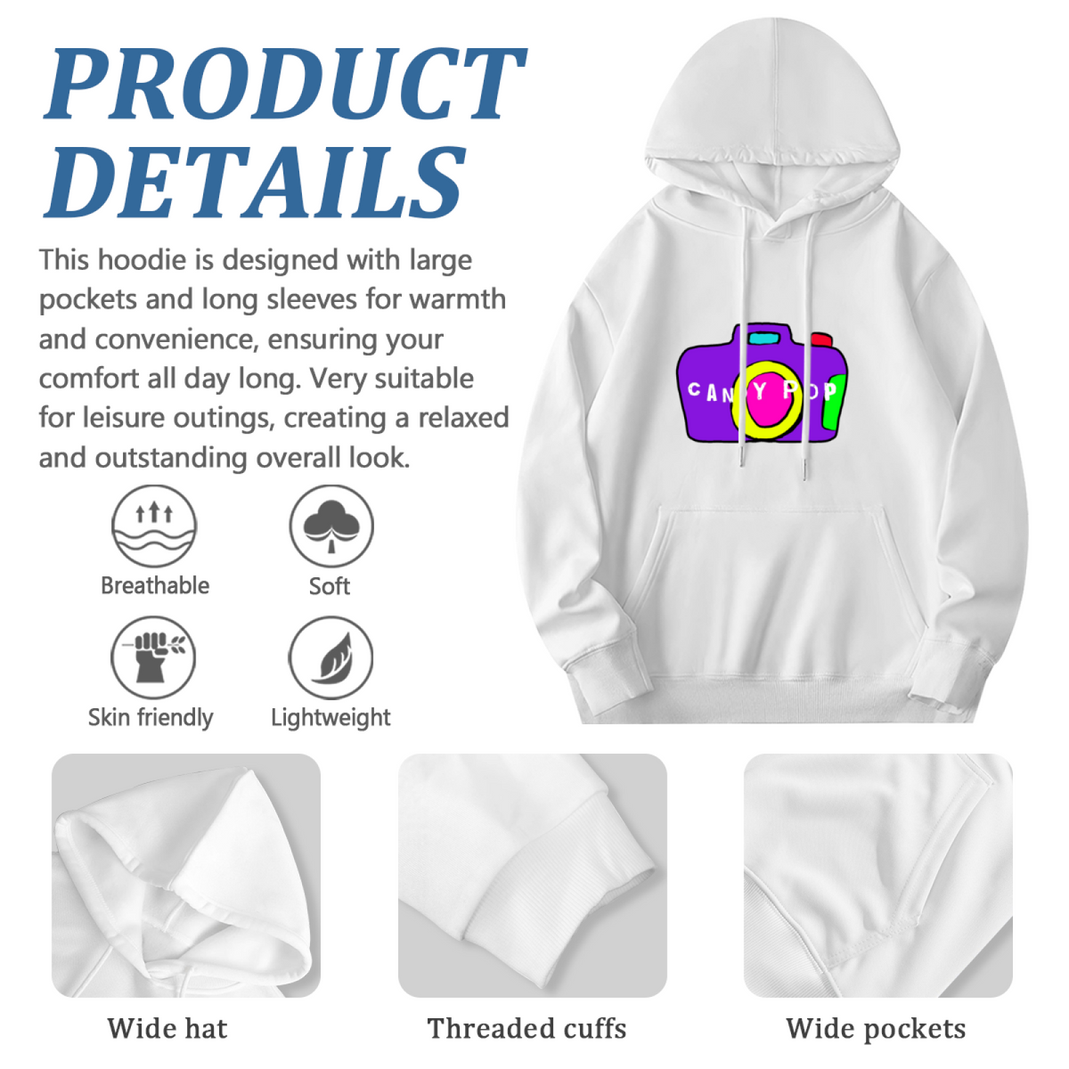 CANDY POP Colorful Camera Graphic Hoodie