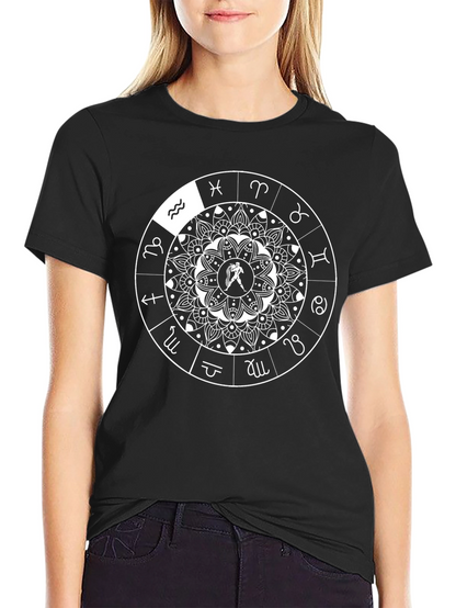 Zodiac Mandala Graphic Tee - Aquarius Horoscope Shirt