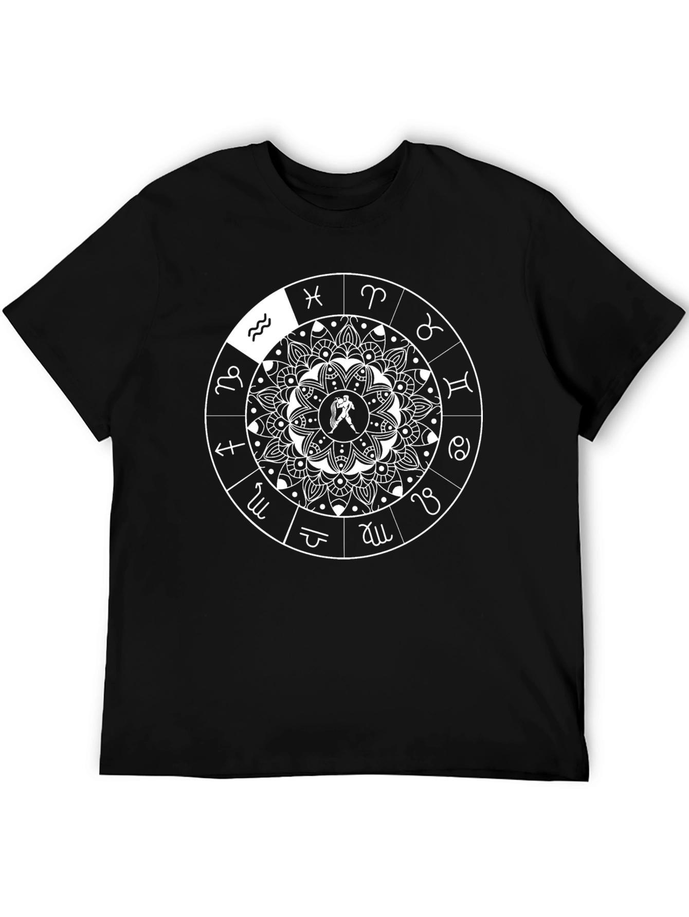 Zodiac Mandala Graphic Tee - Aquarius Horoscope Shirt
