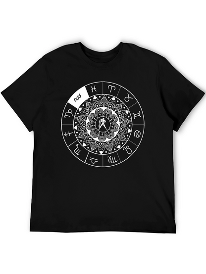 Zodiac Mandala Graphic Tee - Aquarius Horoscope Shirt