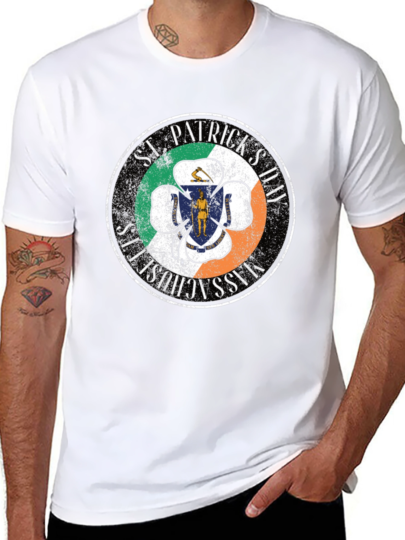 St. Patricks Day Massachusetts Clover T-Shirt