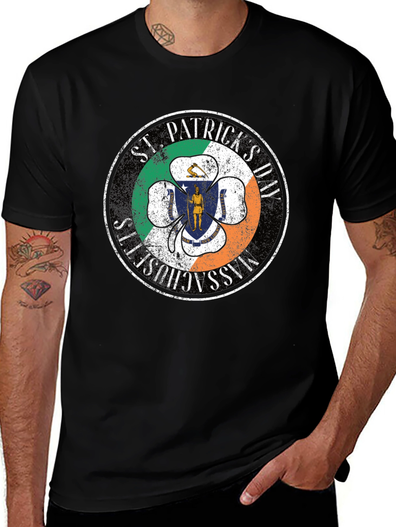 St. Patricks Day Massachusetts Clover T-Shirt