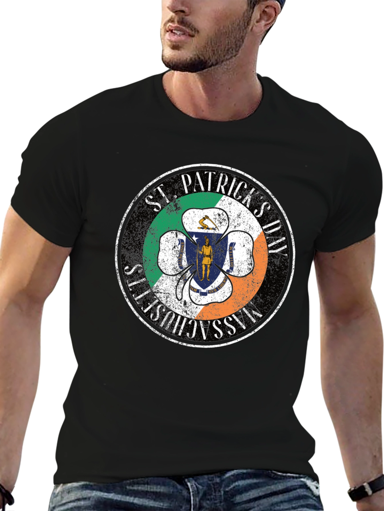 St. Patricks Day Massachusetts Clover T-Shirt