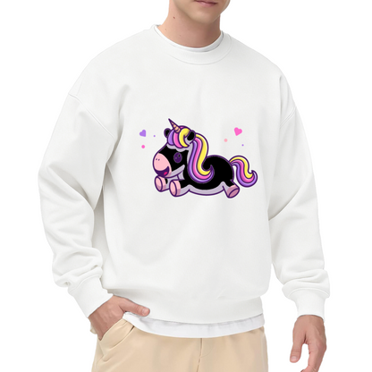 Running Unicorn Sweatshirt - Cute Cartoon Unicorn Crewneck, Rainbow Mane Fantasy Pullover, Magical Unicorn Gift Sweatshirt for Girls, Dreamy Horse Top