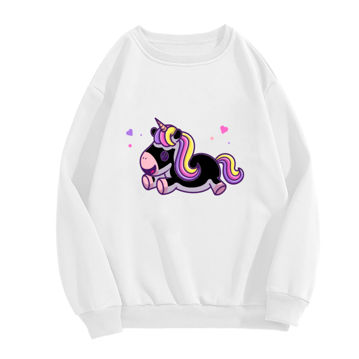 Running Unicorn Sweatshirt - Cute Cartoon Unicorn Crewneck, Rainbow Mane Fantasy Pullover, Magical Unicorn Gift Sweatshirt for Girls, Dreamy Horse Top