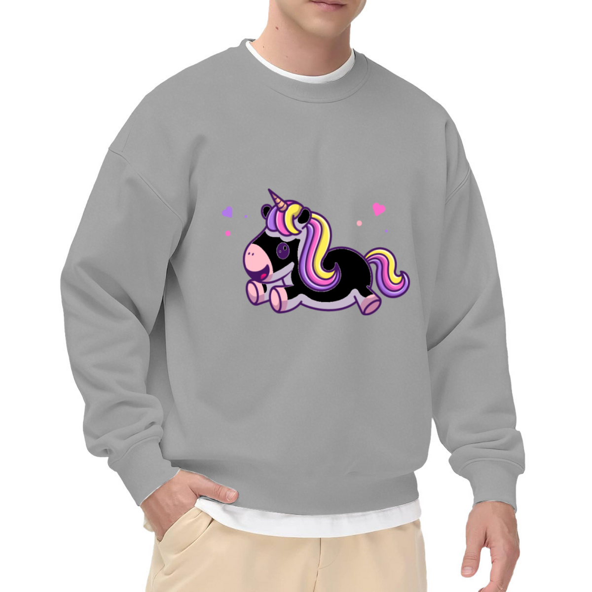 Running Unicorn Sweatshirt - Cute Cartoon Unicorn Crewneck, Rainbow Mane Fantasy Pullover, Magical Unicorn Gift Sweatshirt for Girls, Dreamy Horse Top