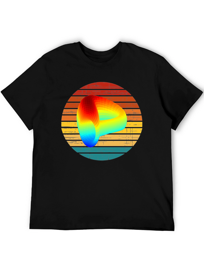Retro Graphic Tee with Rainbow Swirl Design
