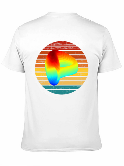 Retro Graphic Tee with Rainbow Swirl Design