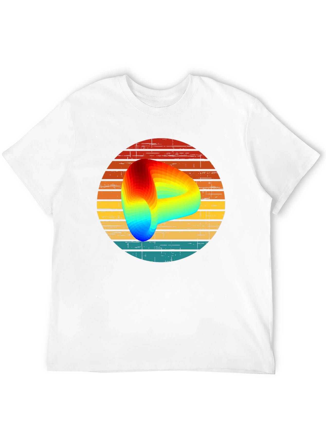 Retro Graphic Tee with Rainbow Swirl Design