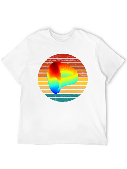 Retro Graphic Tee with Rainbow Swirl Design
