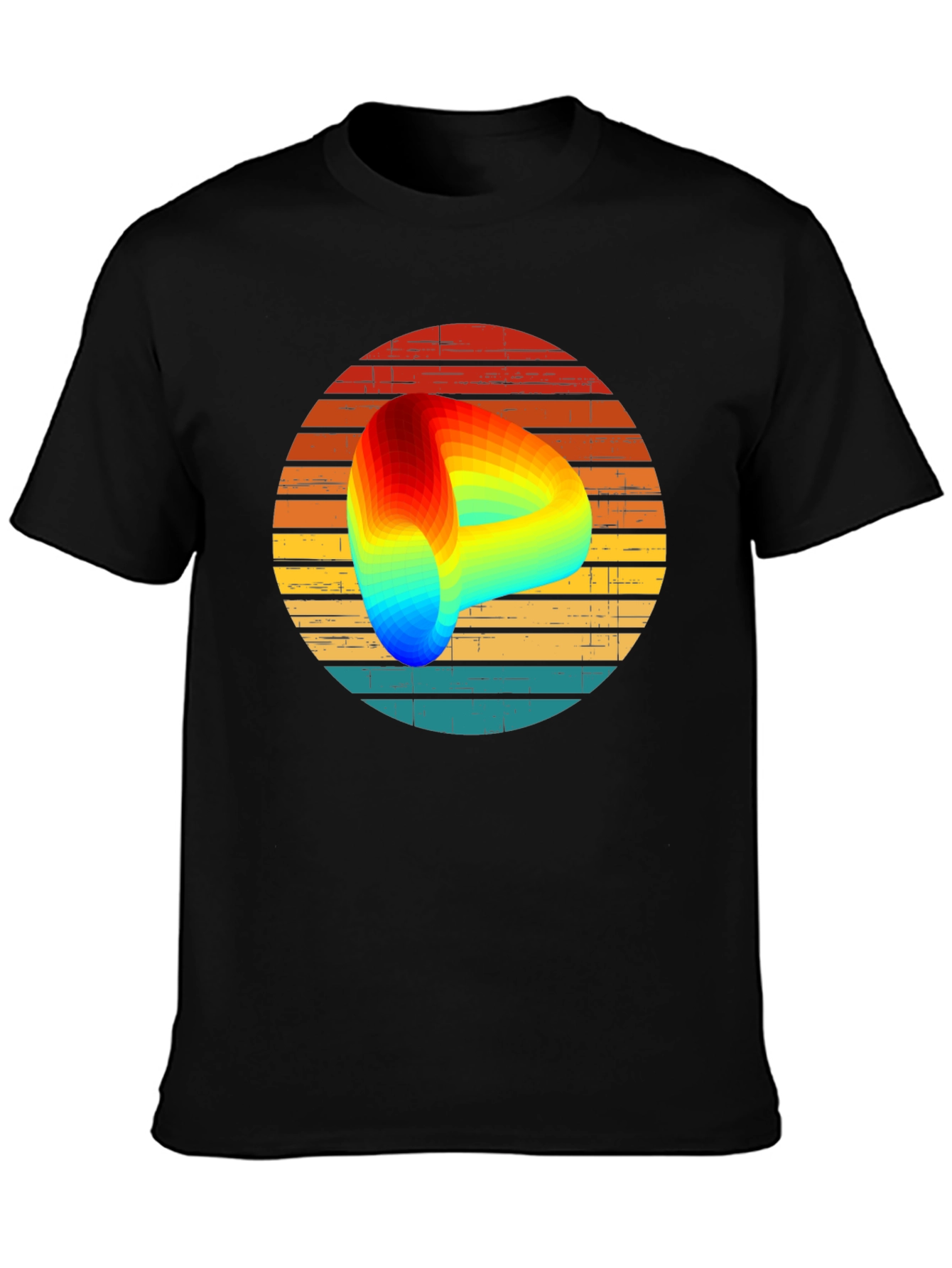Retro Graphic Tee with Rainbow Swirl Design