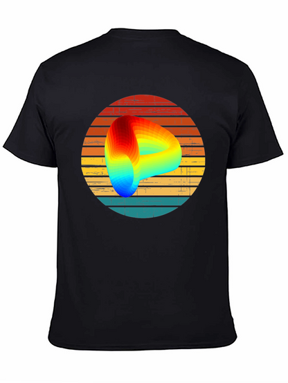 Retro Graphic Tee with Rainbow Swirl Design