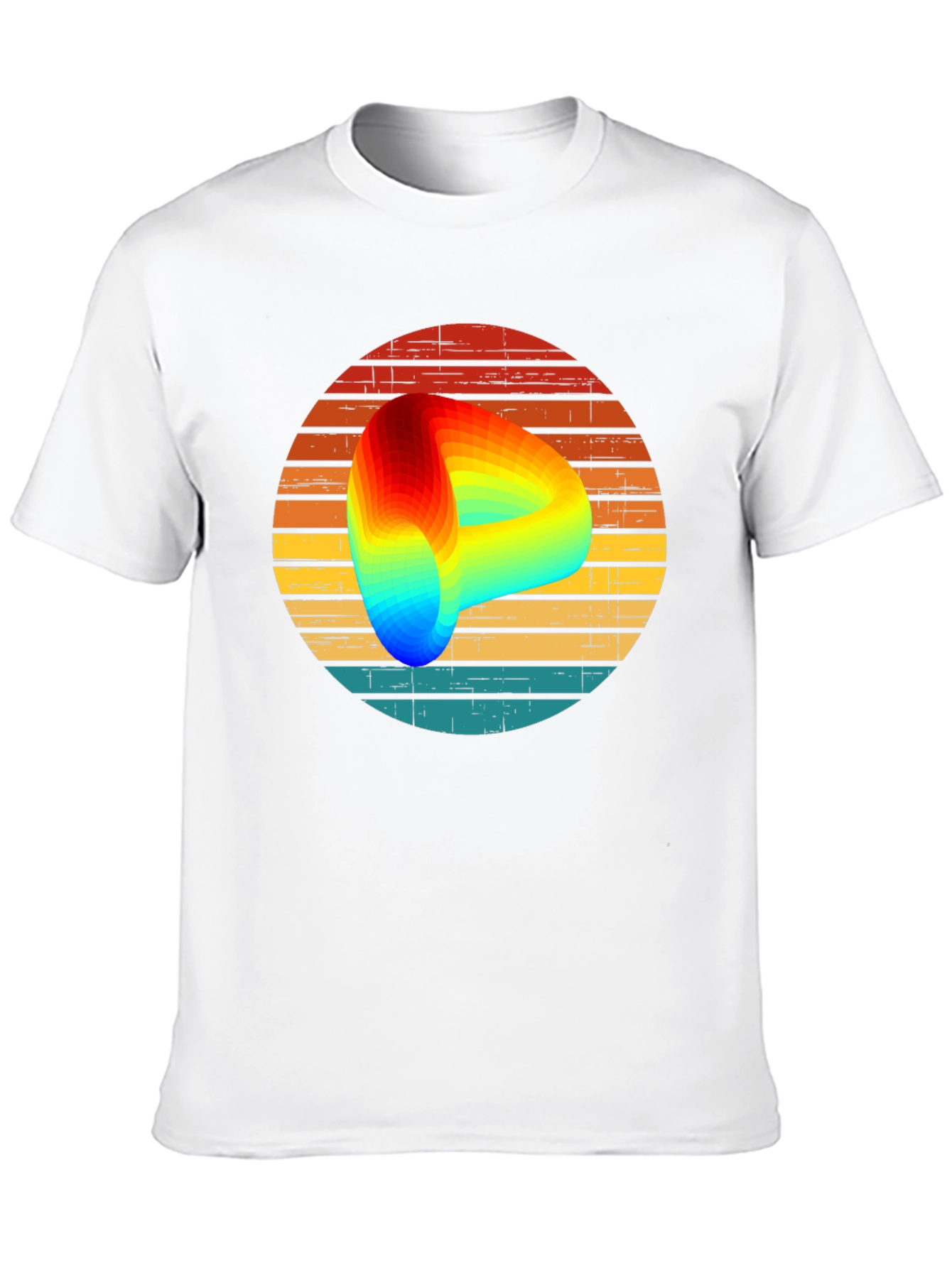 Retro Graphic Tee with Rainbow Swirl Design