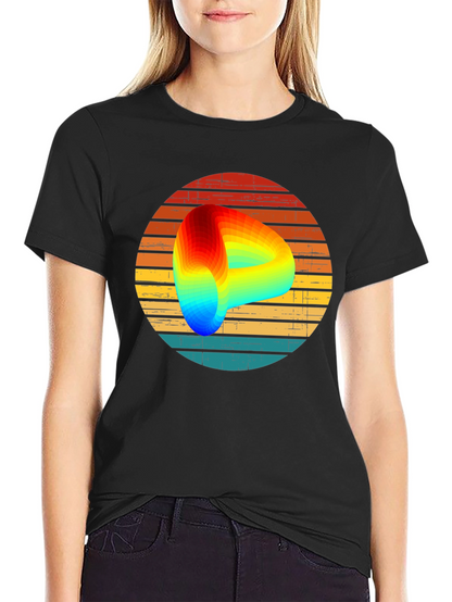 Retro Graphic Tee with Rainbow Swirl Design