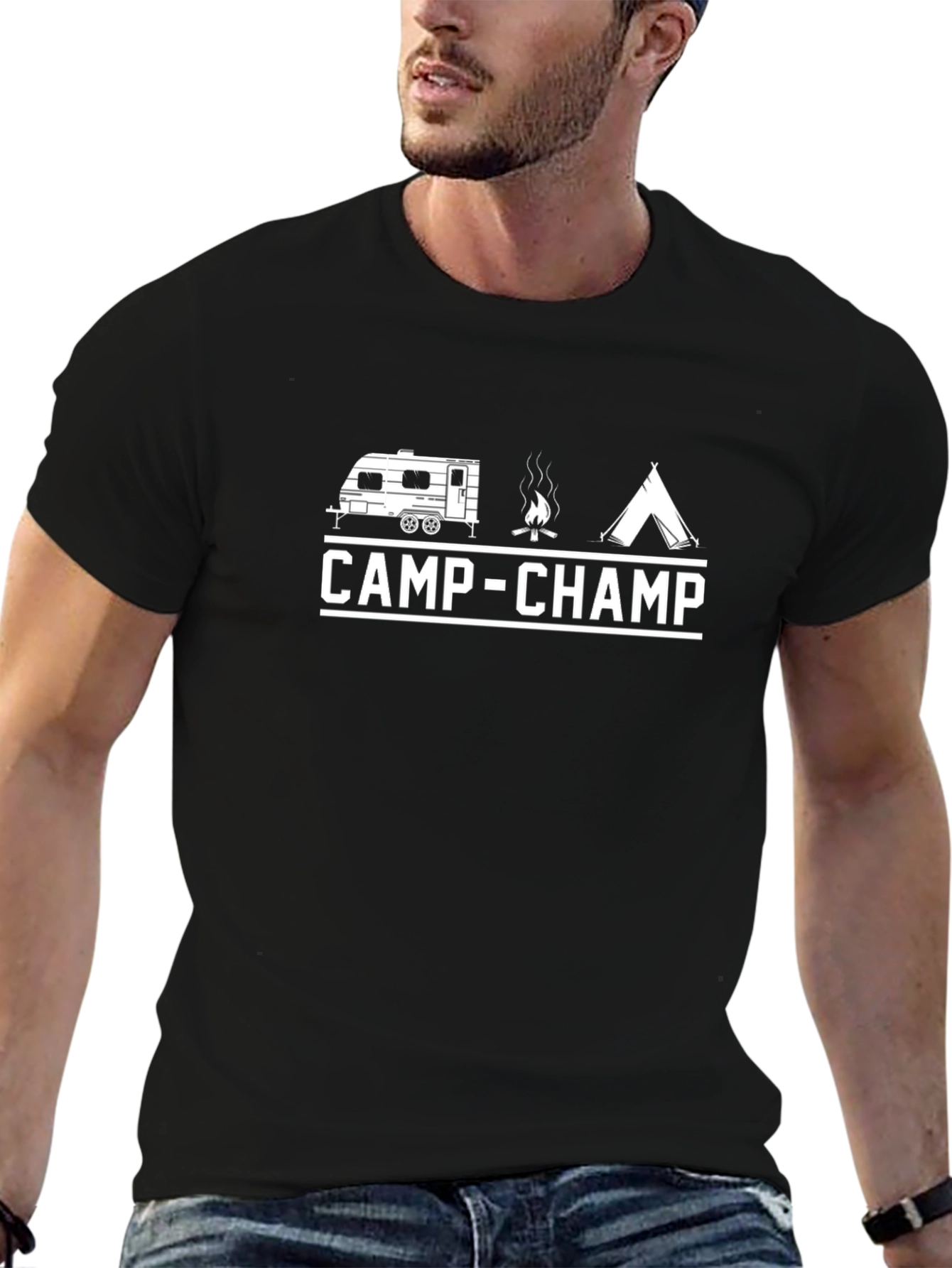 Camp-Champ Graphic Tee: Camping Adventure Shirt