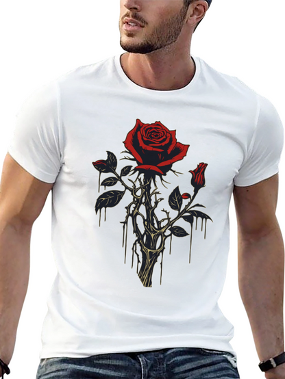 Rose Dripping T-Shirt - Gothic Floral Design