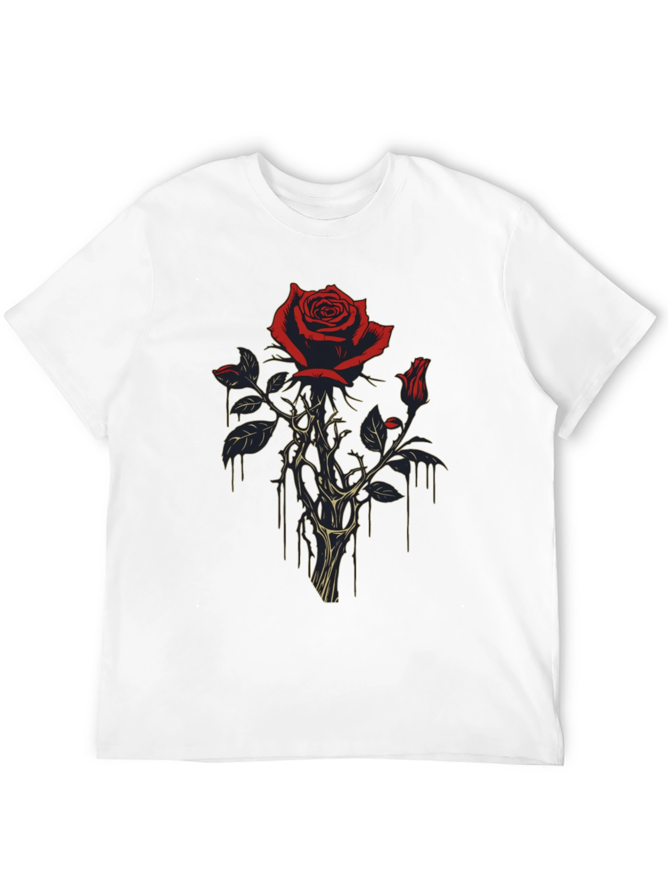 Rose Dripping T-Shirt - Gothic Floral Design