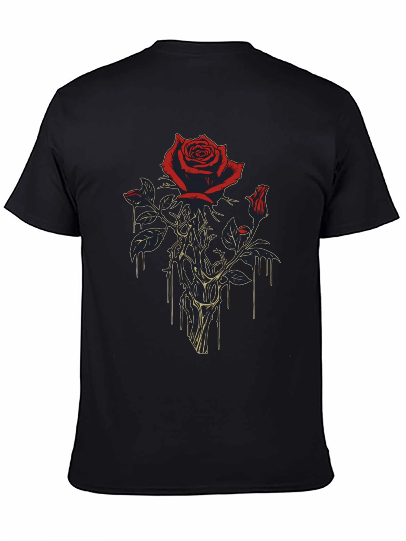 Rose Dripping T-Shirt - Gothic Floral Design