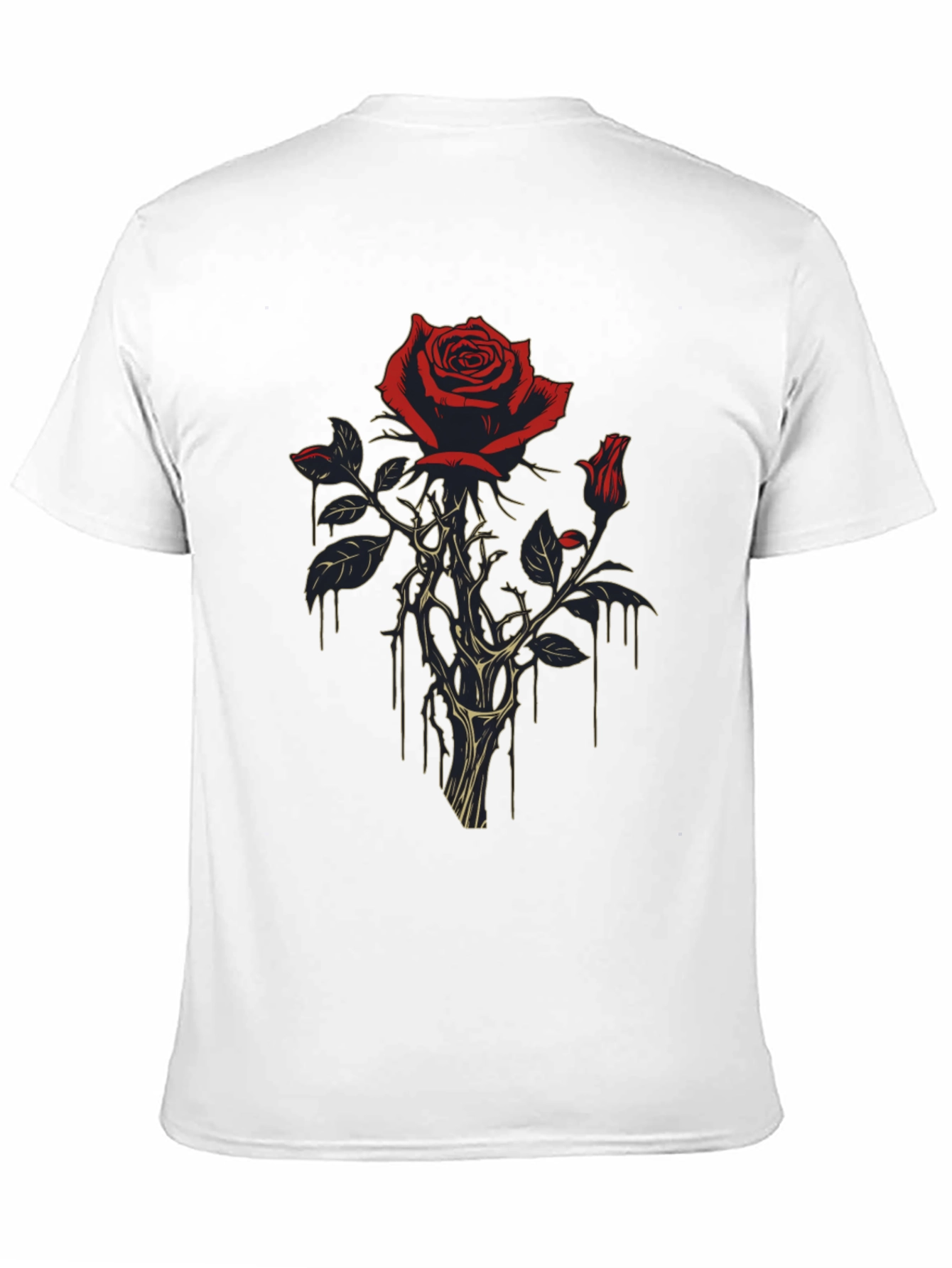 Rose Dripping T-Shirt - Gothic Floral Design