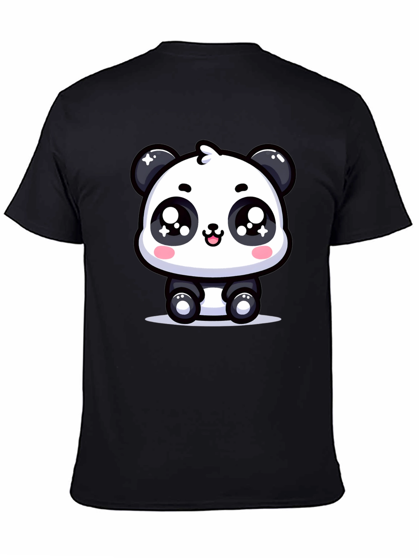 Cute Panda Graphic T-Shirt - Black