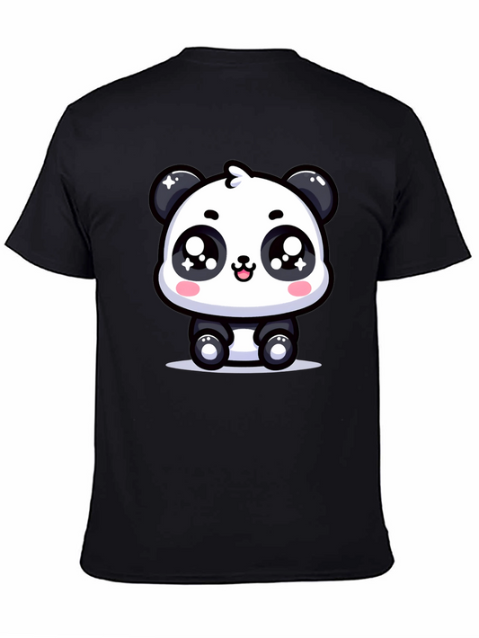 Cute Panda Graphic T-Shirt - Black