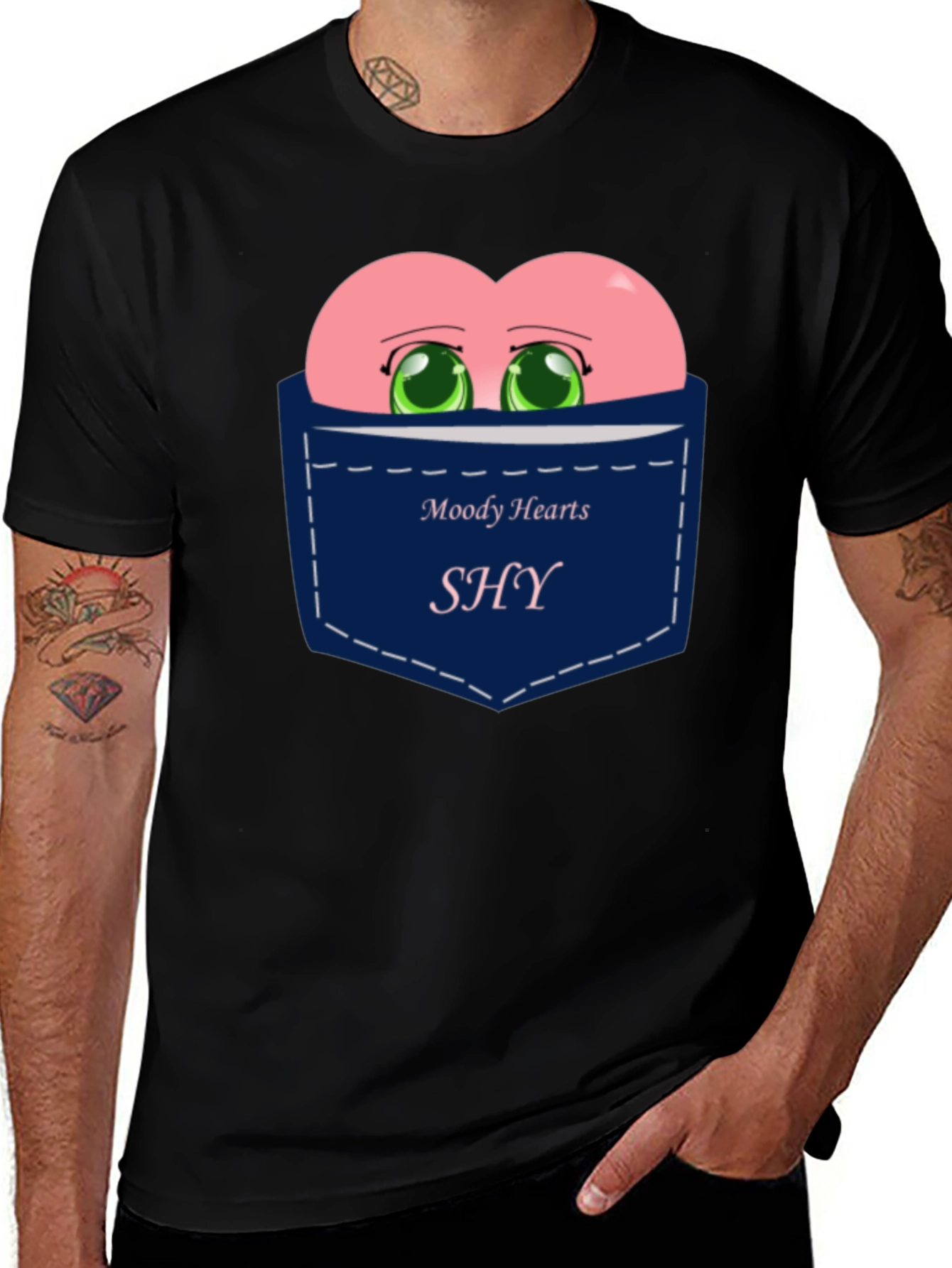 Moody Hearts SHY Pocket Graphic Tee - Black