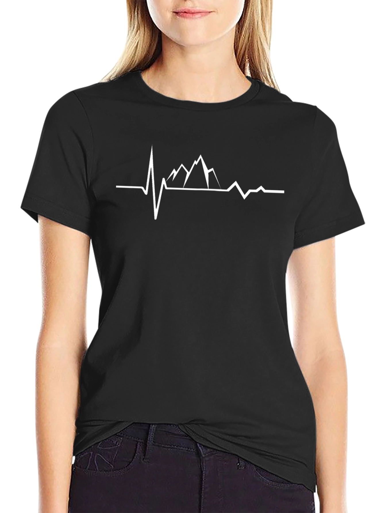 Mountain Heartbeat T-Shirt - Black Cotton Tee