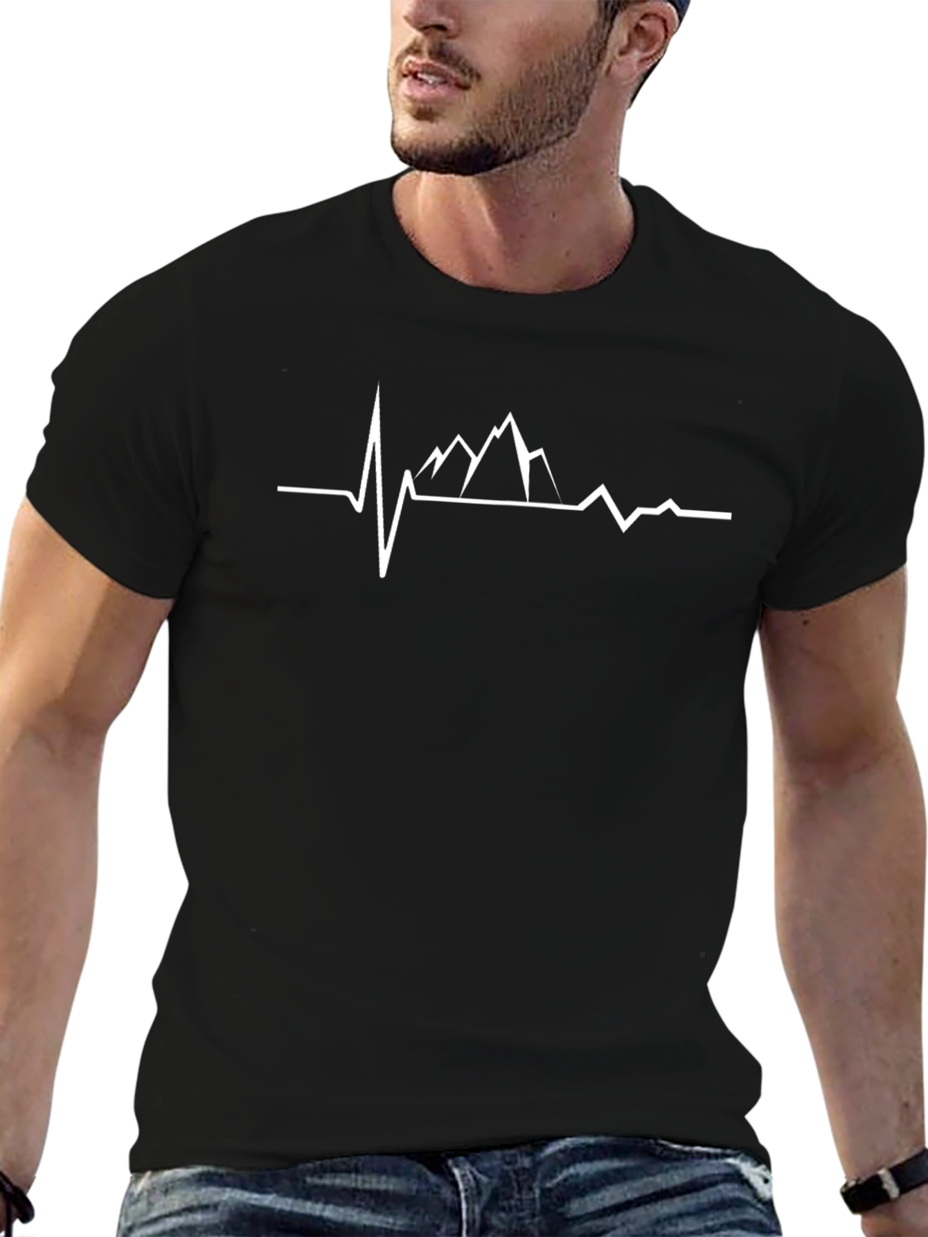 Mountain Heartbeat T-Shirt - Black Cotton Tee