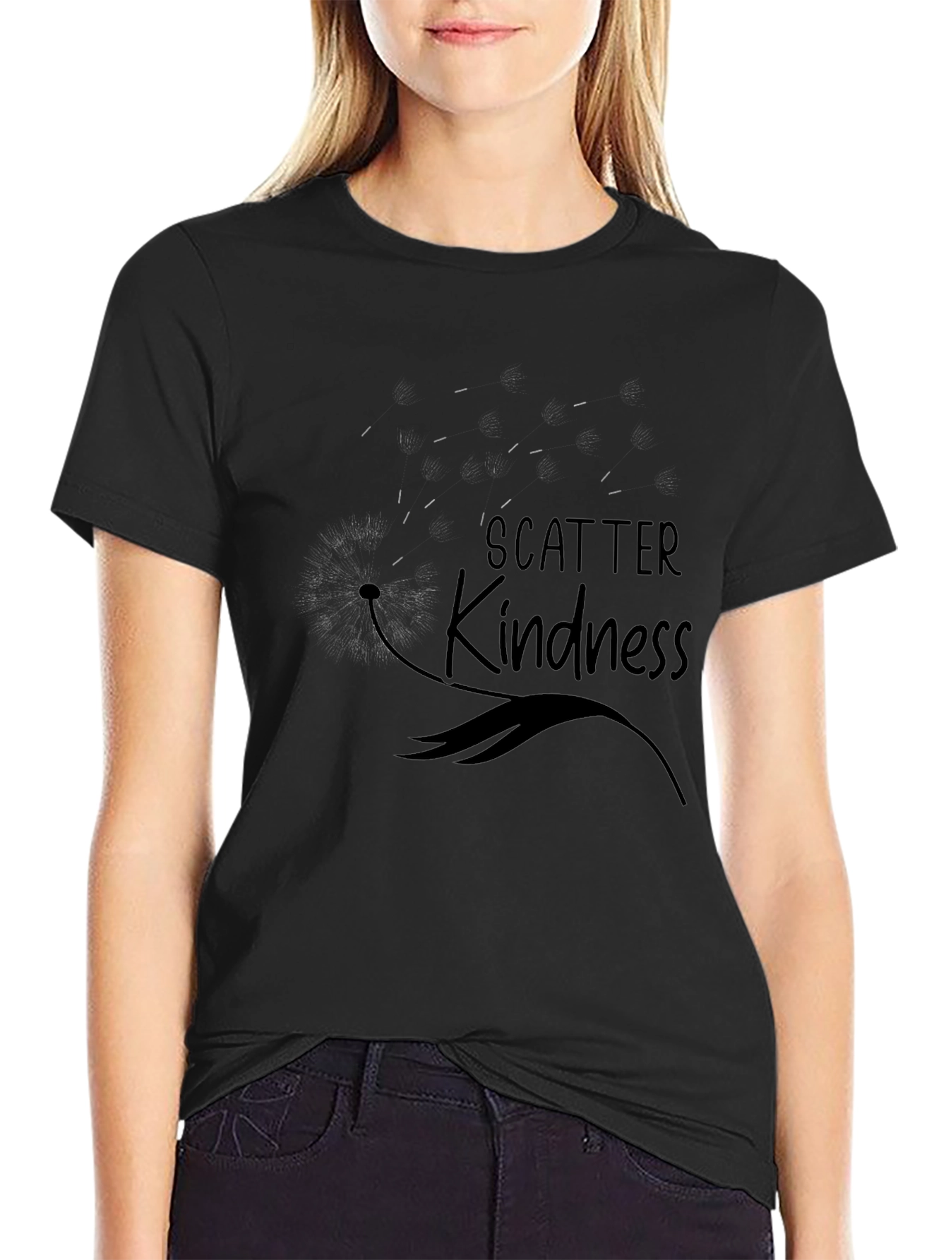 Scatter Kindness Graphic Tee - Black Cotton Blend