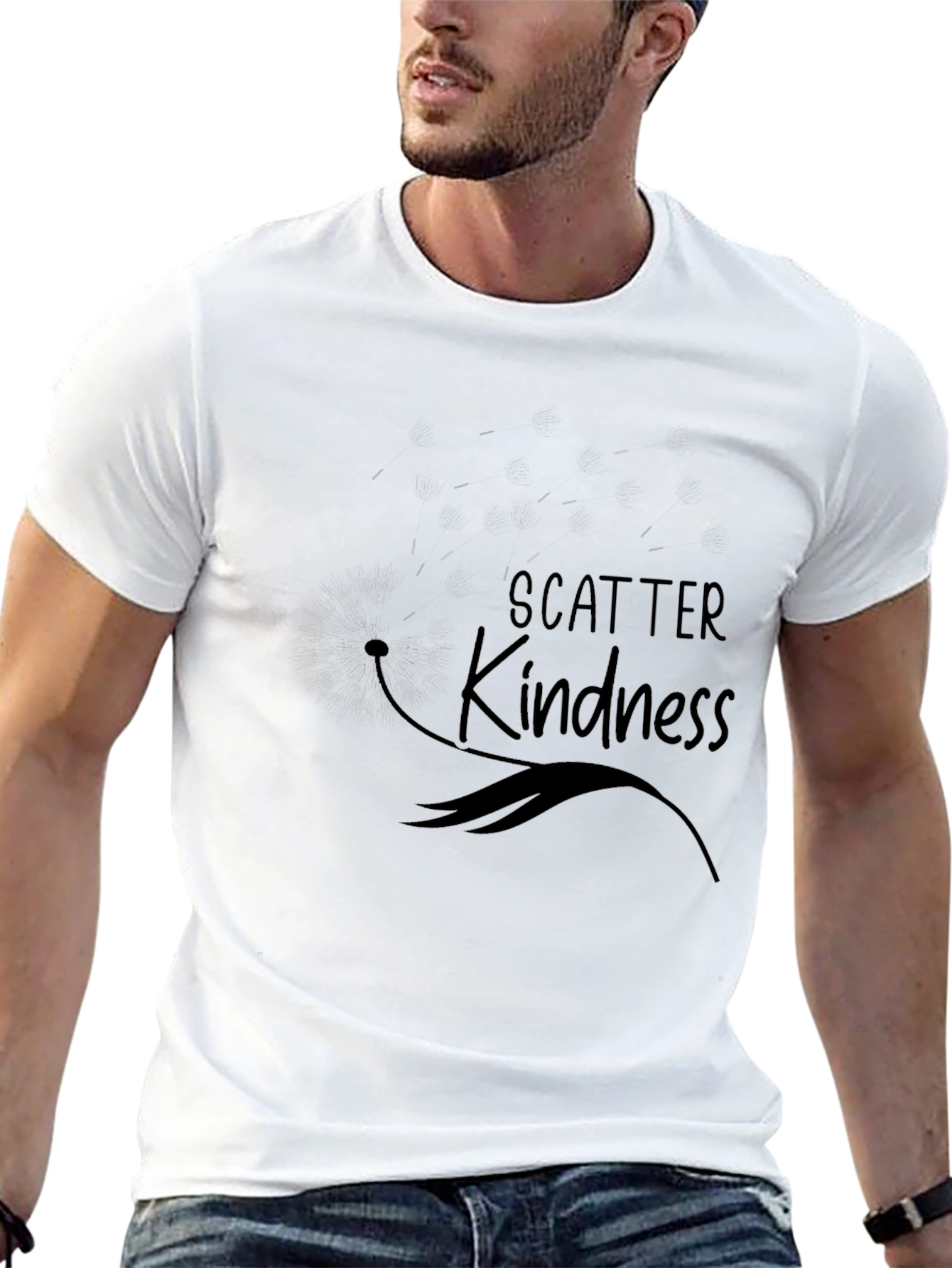 Scatter Kindness Graphic Tee - Black Cotton Blend