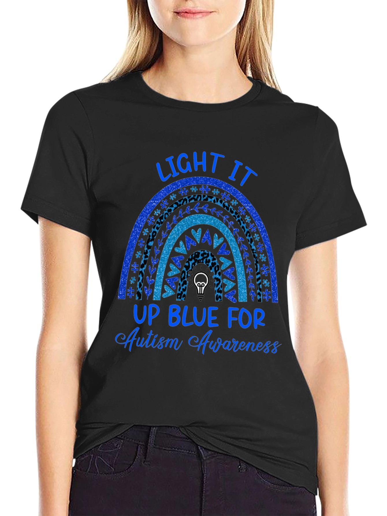 Autism Awareness Blue Rainbow T-Shirt