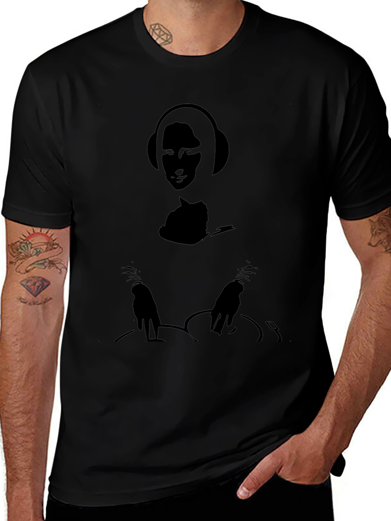 DJ Mona Lisa Black Graphic Tee