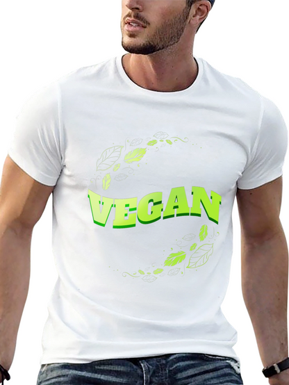 Vegan T-Shirt - Leaf Design Black Tee