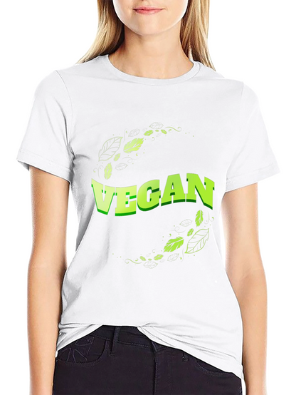 Vegan T-Shirt - Leaf Design Black Tee