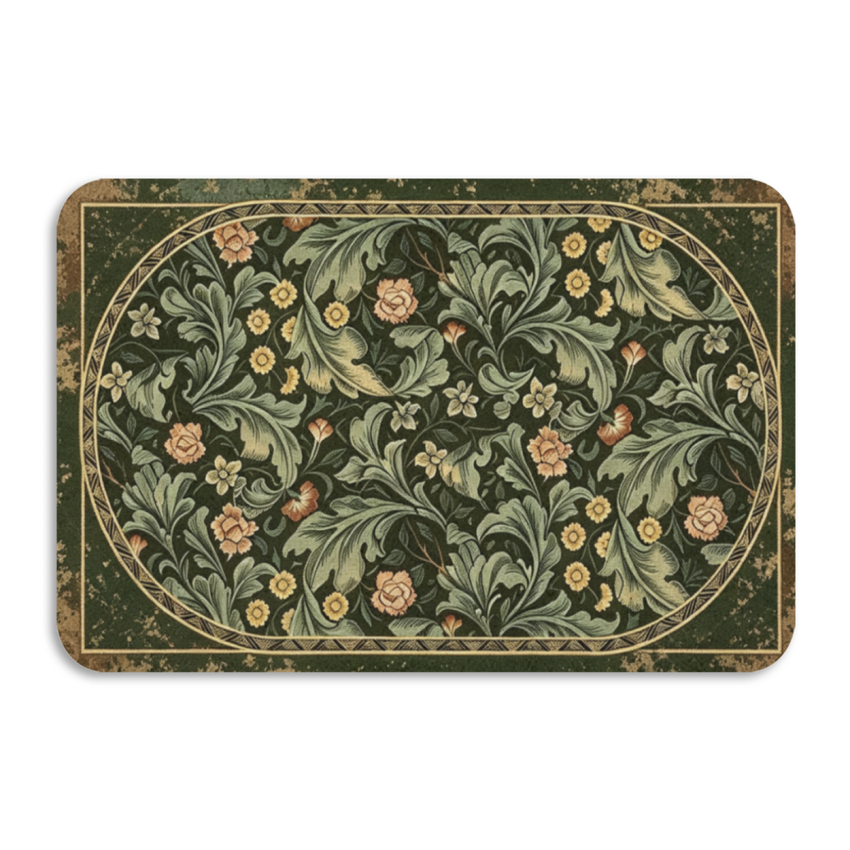 Vintage Morris Floral Diatomite Mat£üAmerican Vintage Morris Floral Diatomite Mat, Retro Style Quick Dry Absorbent Non?Slip Bathroom Rug